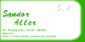 sandor aller business card